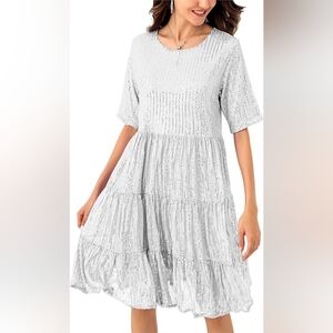 Sequin Babydoll Dress | Sparkly Glitter Dress Short Flowy Tiered Tunic | XL